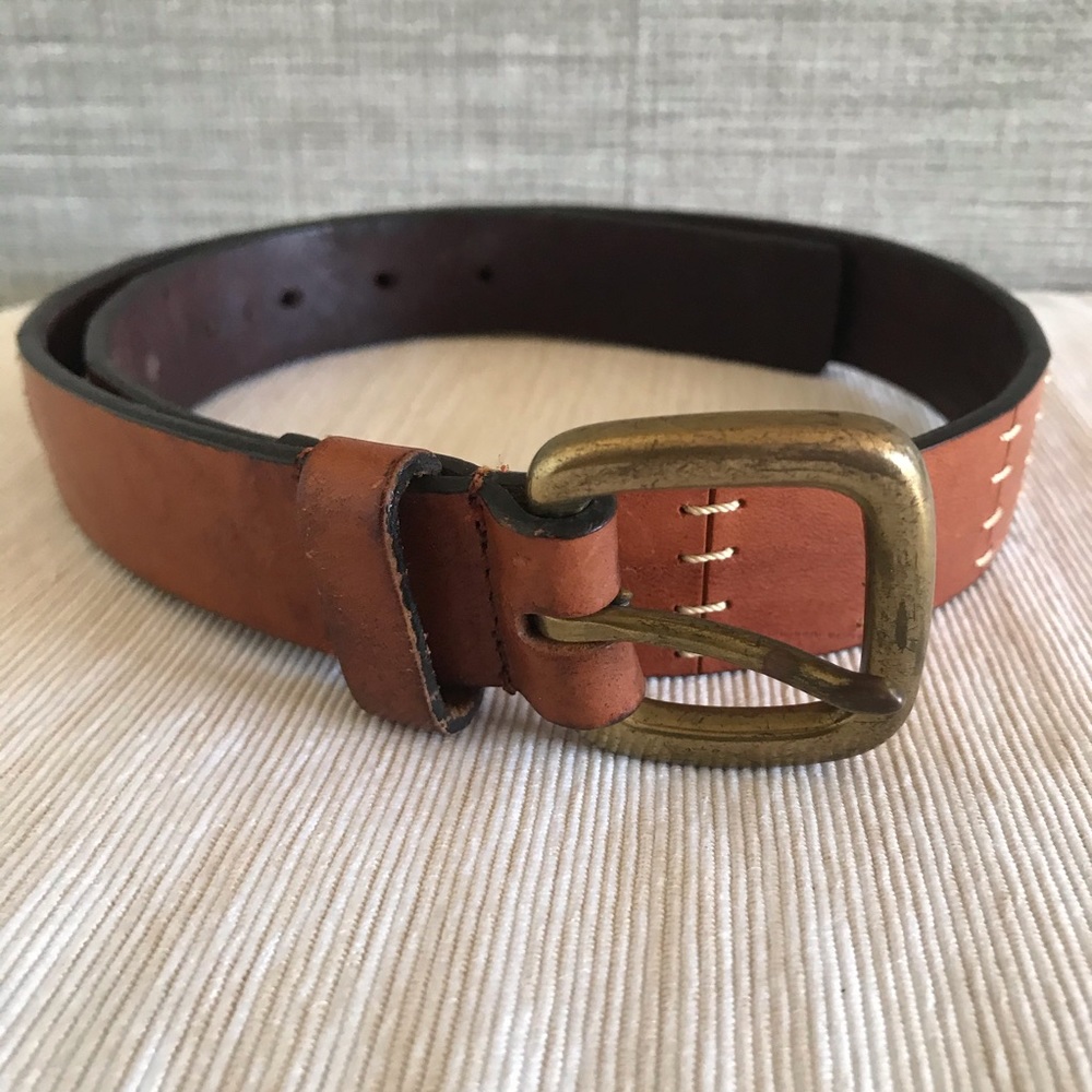 Ann Taylor Genuine Leather Stitched Brown Belt S